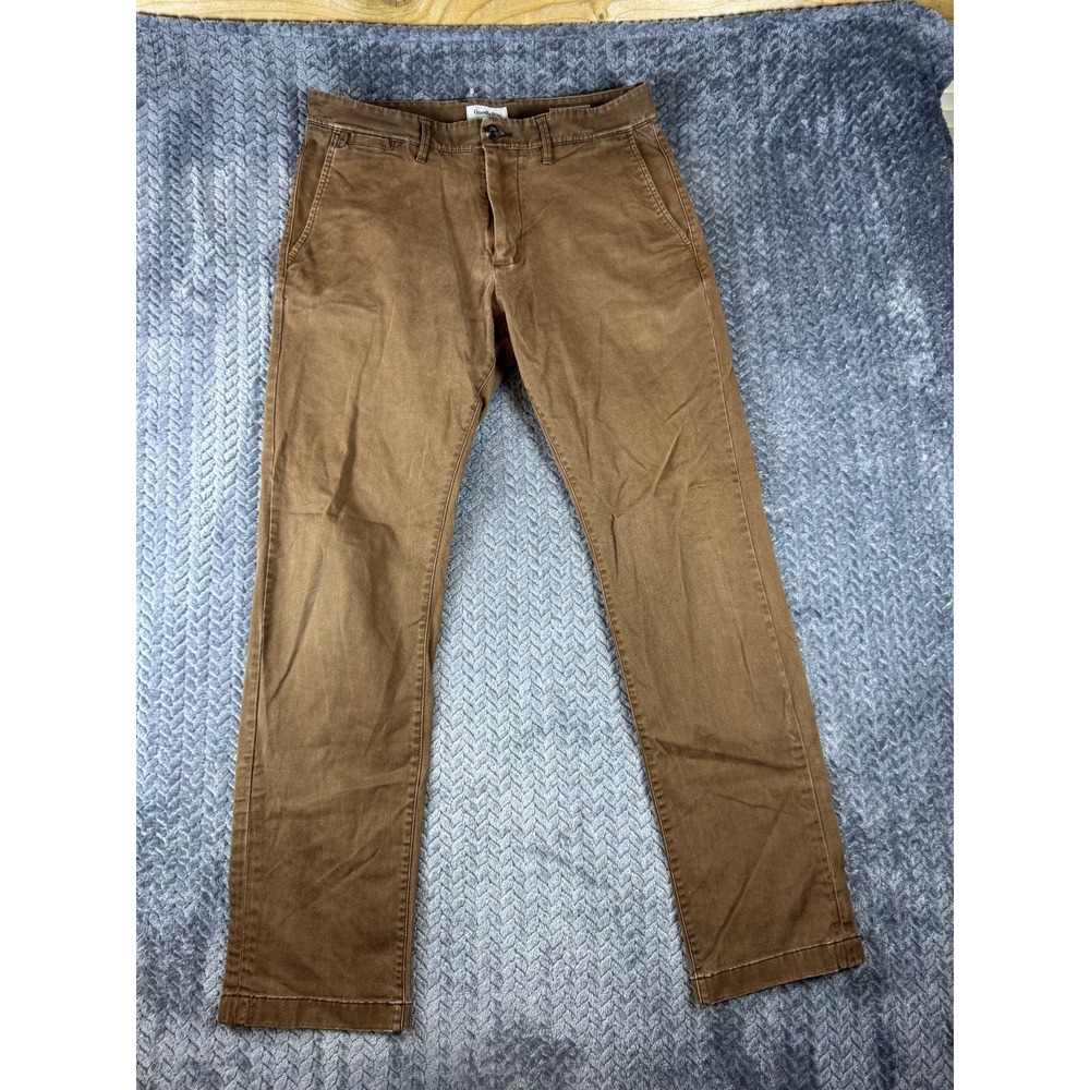 Goodfellow & Co Hennepin Chino Pants Mens 32x32 Brown Stretch Slim Fit Straight